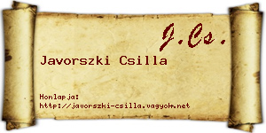 Javorszki Csilla névjegykártya